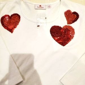 Quaker Factory Woman's Sequined Heart Shirt